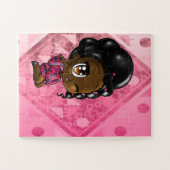 アフロ・パフのアフリカ系アメリカ人ガール ジグソーパズル (横)