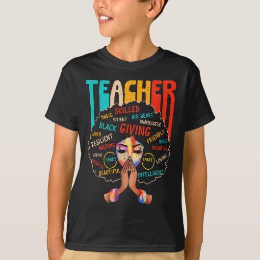 アフロ・ブラック歴史月間アフリカ系アメリカ先生 Tシャツ (正面)