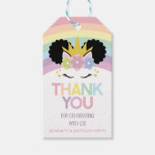 アフロ・プフ・ユニコーンレインボーズ誕生日パーティーの好意 ギフトタグ (正面)