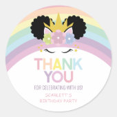 アフロ・プフ・ユニコーンレインボーズ誕生日パーティーの好意 ラウンドシール (正面)