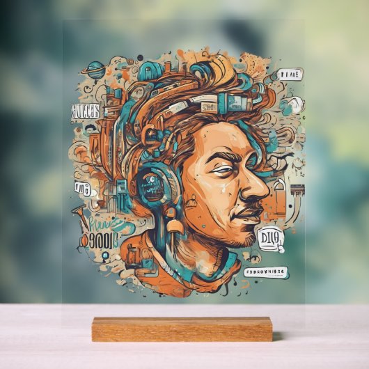 アフロ・ボホ・クイーンカラフル- 芸術的 アクリルサイン (ニュートラル)