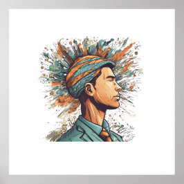 アフロ・ボホ・クイーンカラフル- 芸術的 ポスター