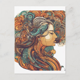 アフロ・ボホ・クイーンカラフル- 芸術的 ポストカード