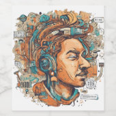 アフロ・ボホ・クイーンカラフル- 芸術的 ワインラベル (シングルラベル)