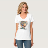 アフロ・ボホ・クイーンカラフル- 芸術的 Tシャツ (正面フル)