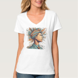 アフロ・ボホ・クイーンカラフル- 芸術的 Tシャツ