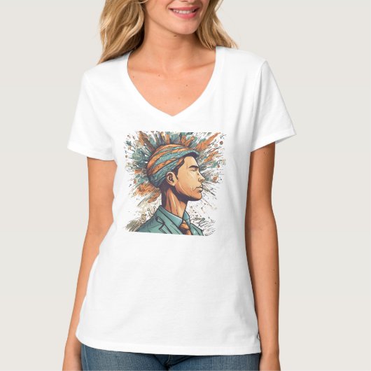 アフロ・ボホ・クイーンカラフル- 芸術的 Tシャツ (正面)