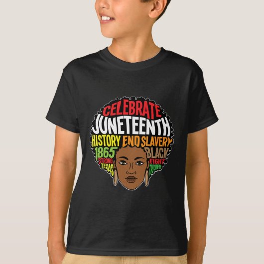 アフロ・メラニン女性少女アフリカ祖先自由 Tシャツ (正面)