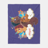 アフロ・ユニコーン「メイド・オブ・魔法」トリオデザイン フリースブランケット (正面)