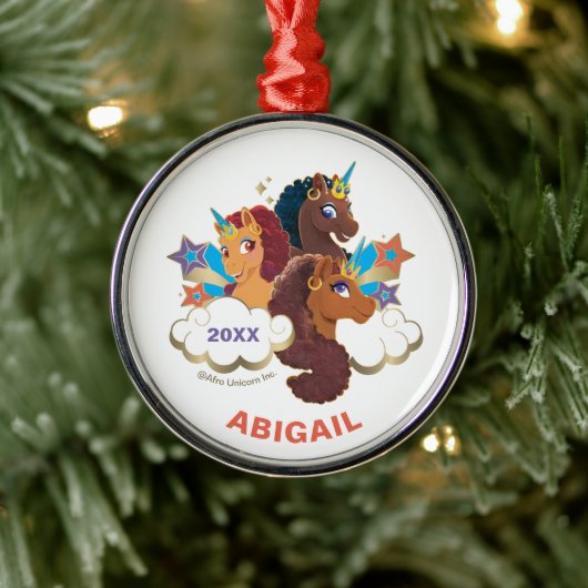 アフロ・ユニコーン「メイド・オブ・魔法」トリオデザイン メタルオーナメント (ツリー)