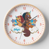 アフロ・ユニコーン「メイド・オブ・魔法」トリオデザイン 壁時計 (正面)