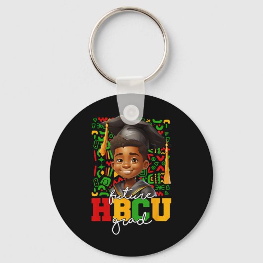 アフロ 黒人男子 大学卒業式 HBCU卒業生 キーホルダー (正面)