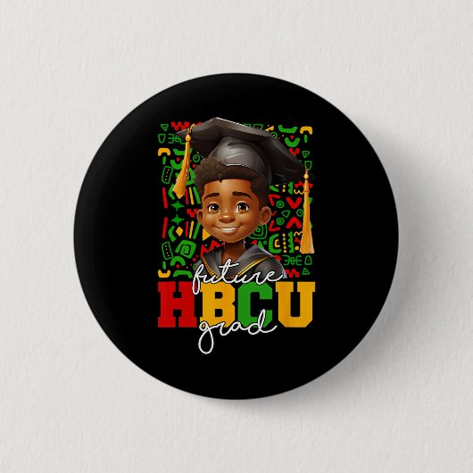 アフロ 黒人男性 大学卒業 HBCU卒業生の未来 缶バッジ (正面)