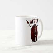 アフ伝統的リカの盾はアフロアート コーヒーマグカップ (正面右)