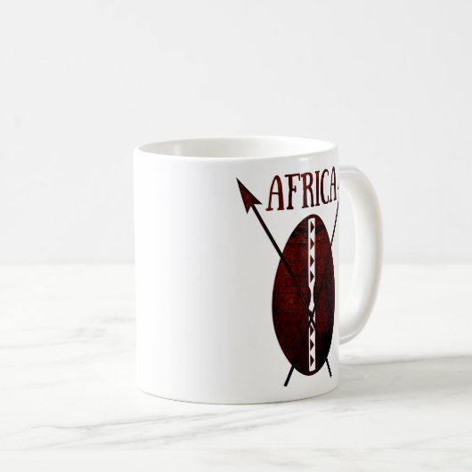 アフ伝統的リカの盾はアフロアート コーヒーマグカップ (正面右)