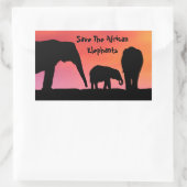 アフ救リカゾウ 長方形シール (バッグ)