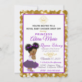 アフ王室のリカプリンセスパープル|金ゴールドグリッターファンシー 招待状 (正面)