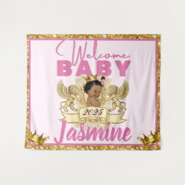 アフ王室のリカプリンセスピンク|金ゴールドグリッター背景 タペストリー