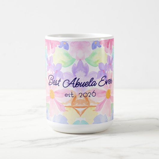 アブエラのための最高の母の日 水彩花柄 コーヒーマグカップ (中央)