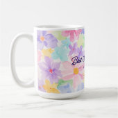 アブエラのための最高の母の日 水彩花柄 コーヒーマグカップ (左)