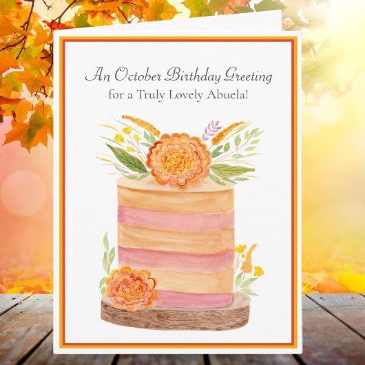 アブエラオクトーバー誕生日マリゴールズオンケーキ カード