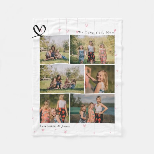 アブエラモダンママファミリーフォトコラージュ フリースブランケット (正面)