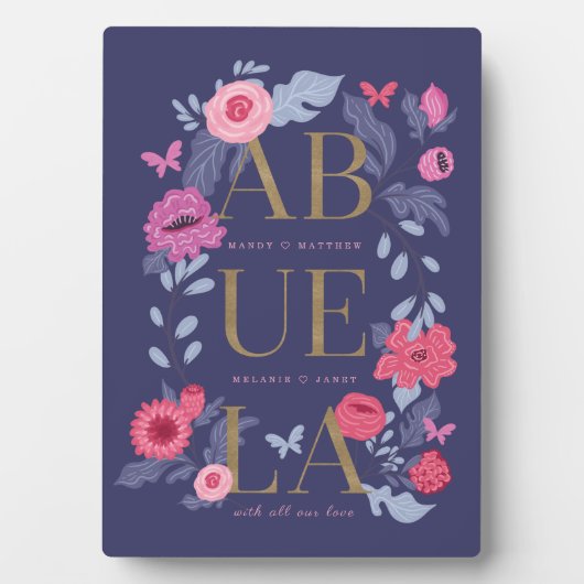 アブエラ（おばあちゃん）フローラ植物蝶フレーム フォトプラーク (正面)