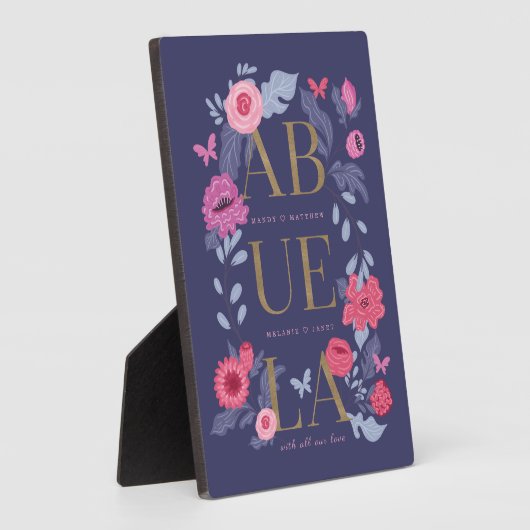 アブエラ（おばあちゃん）フローラ植物蝶フレーム フォトプラーク (側面)