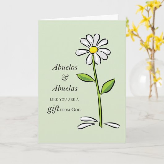 アブエロとアブエラの贈り物を神から贈る宗教デイジー カード (黄色い花)