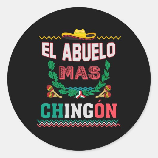 アブエロ・マス・チゴンMexican Abuelito Faters Day Fu ラウンドシール (正面)