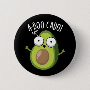 アブカドのワニ A-boo-cado 面白いアボカドの怖いジョーク 暗い背景 缶バッジ