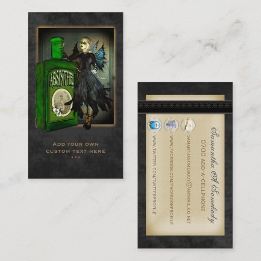 アブサンの妖精の国の社会的なプロフィールカード 名刺 (正面/裏面)