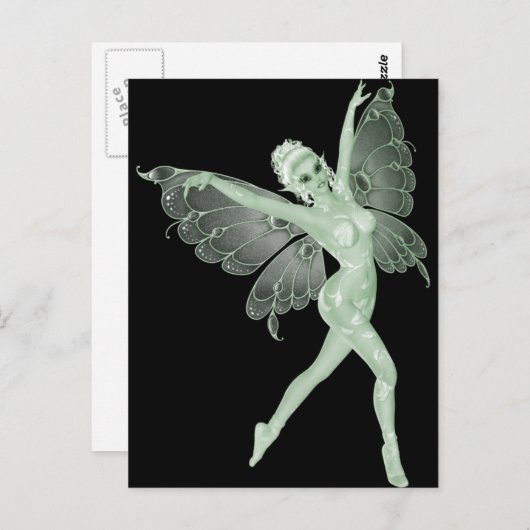 アブシンザアートシグネチャーグリーンフェアリー3B ポストカード (正面/裏面)
