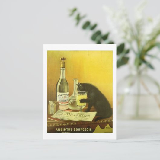 アブシンザブルジョワと猫のヴィンテージ素晴らしのポスター ポストカード (スタンド正面)