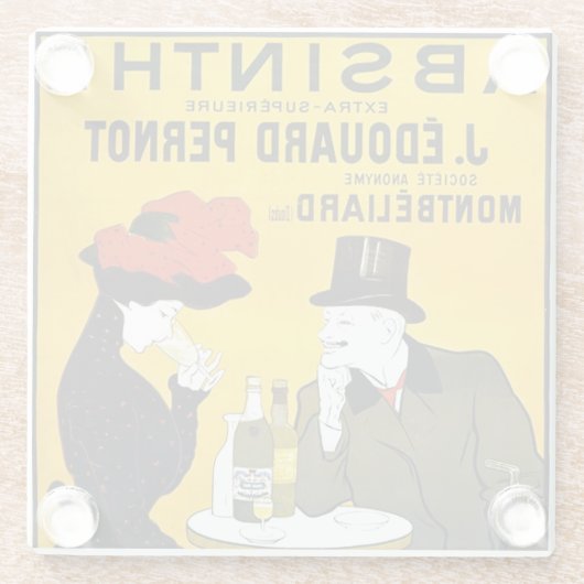 アブシンザレオネトカプピエロヴィンテージ広告 ガラスコースター (裏面)