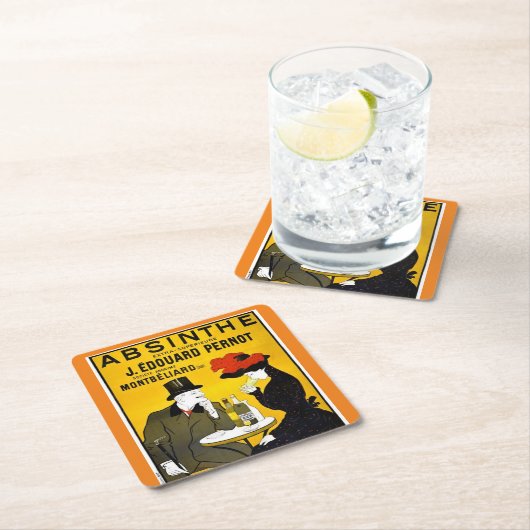 アブシンザレオネトカプピエロヴィンテージ広告 スクエアペーパーコースター (インサイチュ)