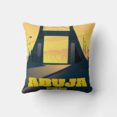 アブジャナイジェリア市門ヴィンテージ旅行ポスター クッション (裏面)