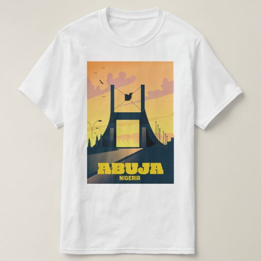 アブジャナイジェリア市門ヴィンテージ旅行ポスター Tシャツ (デザイン正面)