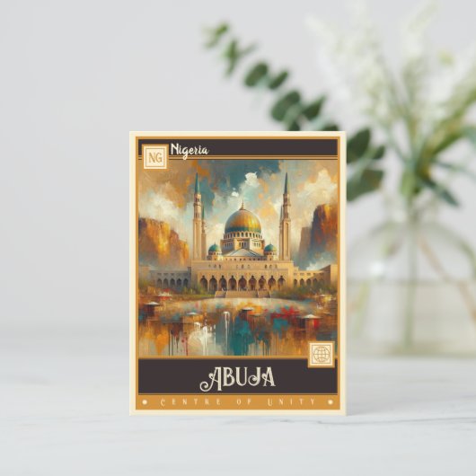 アブジャ(ナイジェリア) |ヴィンテージ絵画ー ポストカード (スタンド正面)