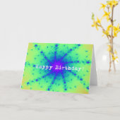 アブスタットブルーアンドグリーン誕生日 カード (黄色い花)