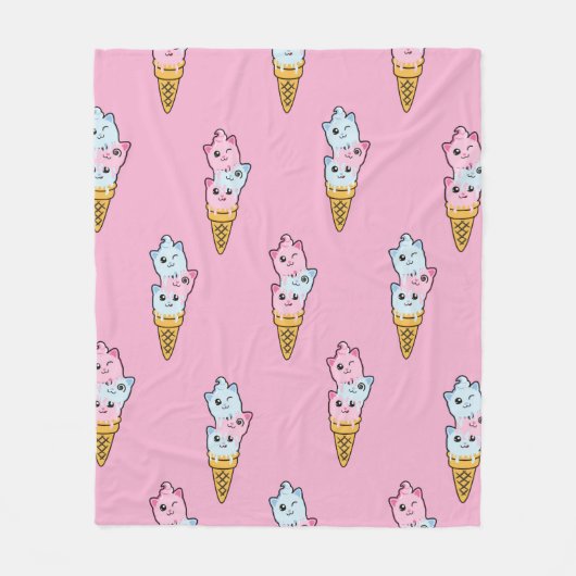 アブストラの上にカラフルかわいい子どもたちがアイスクリームを塗る フリースブランケット (正面)