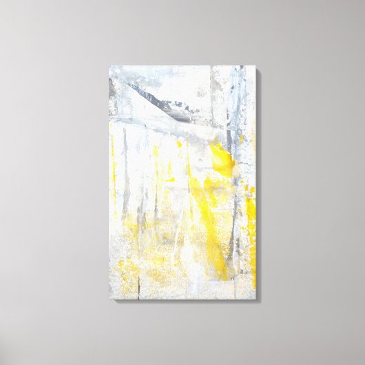 'アブストラクション'グレーとイエローアートキャンバス印刷 キャンバスプリント (正面)