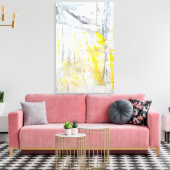 'アブストラクション'グレーとイエローアートキャンバス印刷 キャンバスプリント (インサイチュ (リビング))