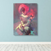 アブストラクション，ポートレート，油絵，女絵画の子 キャンバスプリント (インサイチュ (ウッドフロア))