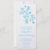 アブストラクトアクアブルーバタフライまたはハチの結婚式 招待状 (正面)