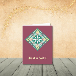 アブストラクトデコ　ターコイズ　モーブ　クリーム　メモカード サンキューカード