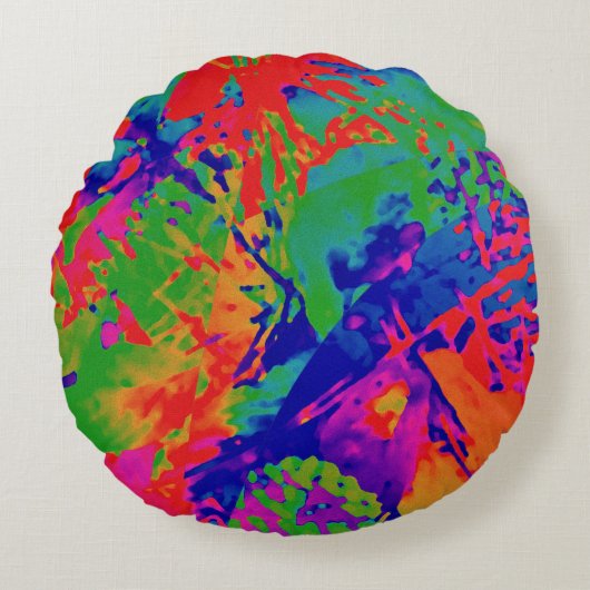 アブストラクトパンクロックデザイン ラウンドクッション (正面)