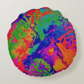 アブストラクトパンクロックデザイン ラウンドクッション (裏面)