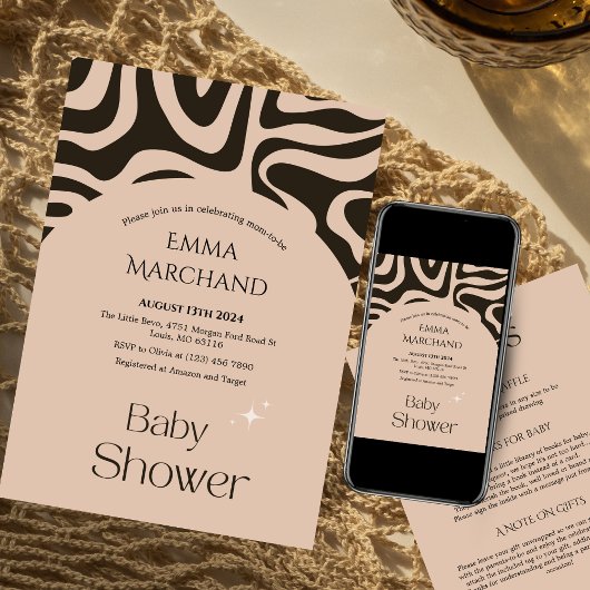 アブストラクトボーホーベイビーシャワー招待状 招待状