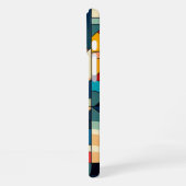 アブストラクト幾何学アート - カラフルなグリッド構成 iPhoneケース (左側面)